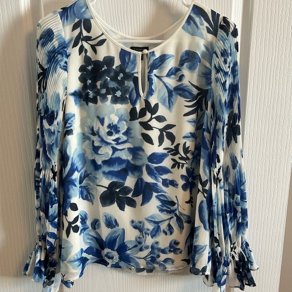 Talbots Tops - Talbots Blue and White Floral Blouse